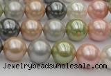 CSB357 15.5 inches 12mm round mixed color shell pearl beads