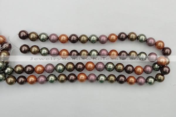 CSB368 15.5 inches 12mm round mixed color shell pearl beads