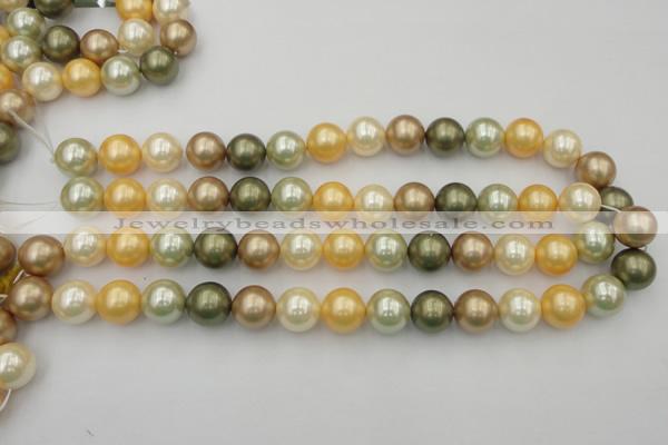 CSB373 15.5 inches 14mm round mixed color shell pearl beads