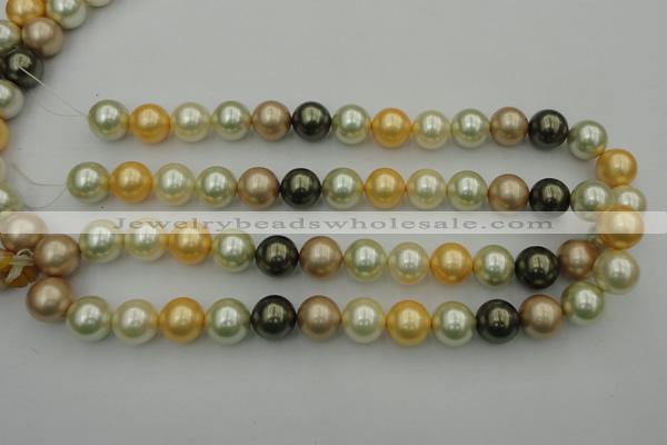 CSB374 15.5 inches 14mm round mixed color shell pearl beads