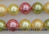 CSB378 15.5 inches 14mm round mixed color shell pearl beads