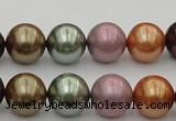 CSB383 15.5 inches 14mm round mixed color shell pearl beads