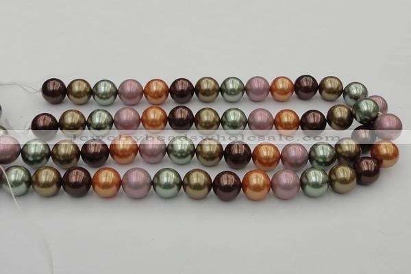 CSB383 15.5 inches 14mm round mixed color shell pearl beads