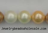 CSB392 15.5 inches 16mm round mixed color shell pearl beads