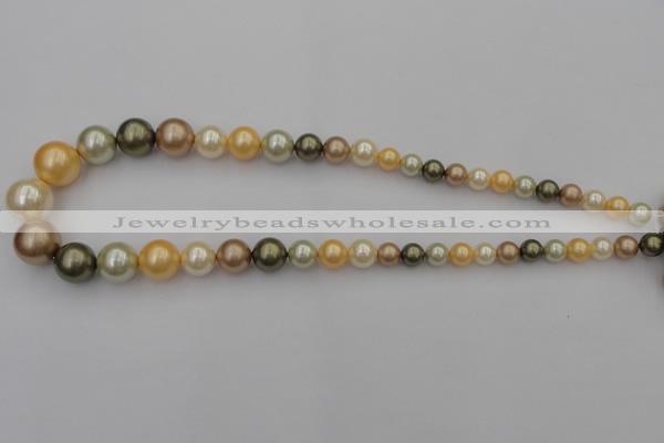 CSB407 15.5 inches 8mm - 16mm round mixed color shell pearl beads