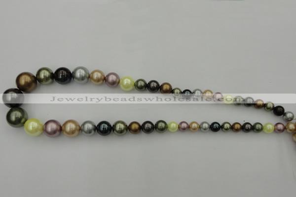 CSB409 15.5 inches 8mm - 16mm round mixed color shell pearl beads