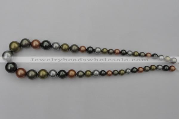 CSB410 15.5 inches 8mm - 16mm round mixed color shell pearl beads