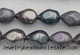 CSB418 12*15.5mm faceted teardrop mixed color shell pearl beads