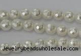 CSB450 15.5 inches 6mm faceted round shell pearl beads