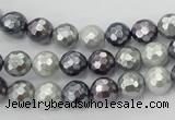 CSB460 15.5 inches 8mm faceted round mixed color shell pearl beads