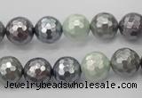 CSB461 15.5 inches 10mm faceted round mixed color shell pearl beads