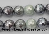 CSB462 15.5 inches 12mm faceted round mixed color shell pearl beads