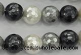 CSB474 15.5 inches 16mm faceted round mixed color shell pearl beads