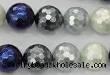 CSB484 15.5 inches 16mm faceted round mixed color shell pearl beads