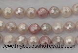 CSB490 15.5 inches 8mm faceted round mixed color shell pearl beads