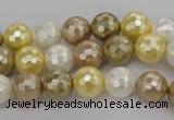 CSB521 15.5 inches 10mm faceted round mixed color shell pearl beads