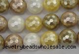 CSB523 15.5 inches 14mm faceted round mixed color shell pearl beads