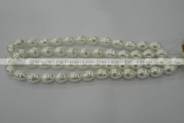 CSB557 15.5 inches 12*15mm whorl teardrop shell pearl beads