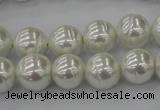 CSB610 15.5 inches 12mm whorl round shell pearl beads