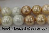 CSB611 15.5 inches 12mm whorl round mixed color shell pearl beads