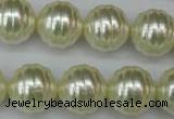 CSB896 15.5 inches 16mm whorl round shell pearl beads wholesale