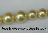 CSB923 15.5 inches 8mm - 14mm round shell pearl beads wholesale