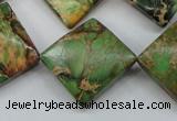 CSE134 22*22mm twisted diamond dyed natural sea sediment jasper beads