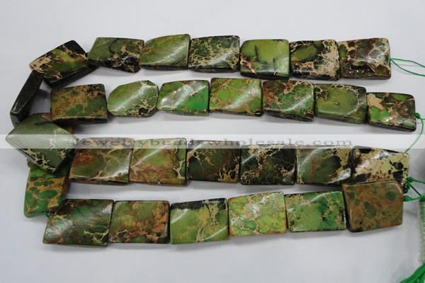 CSE142 18*25mm twisted rectangle dyed natural sea sediment jasper beads