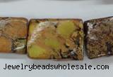 CSE148 18*25mm twisted rectangle dyed natural sea sediment jasper beads