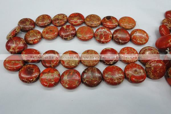 CSE195 15.5 inches 25mm flat round dyed natural sea sediment jasper beads