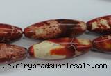 CSE208 15.5 inches 10*30mm rice dyed natural sea sediment jasper beads