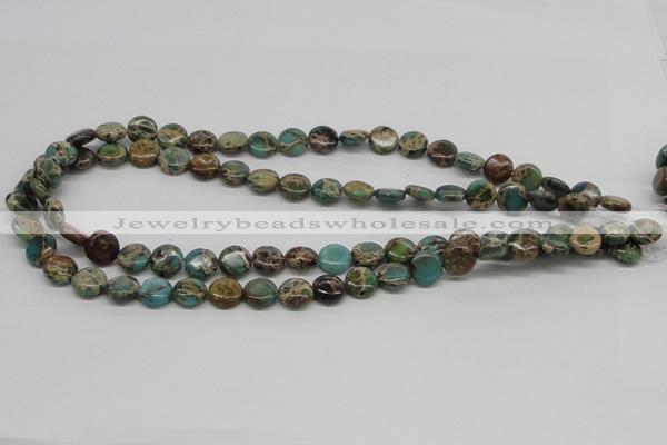 CSE5008 15.5 inches 10mm flat round natural sea sediment jasper beads