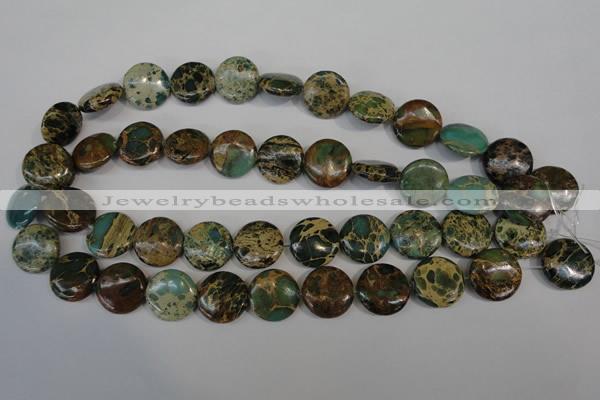 CSE5034 15.5 inches 18mm flat round natural sea sediment jasper beads