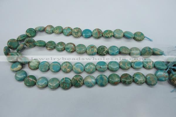 CSE84 15.5 inches 14mm flat round dyed natural sea sediment jasper beads