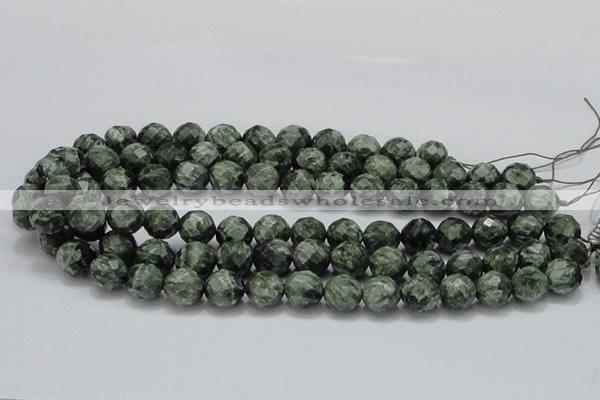 CSH08 15.5 inches 12mm faceted round natural seraphinite beads