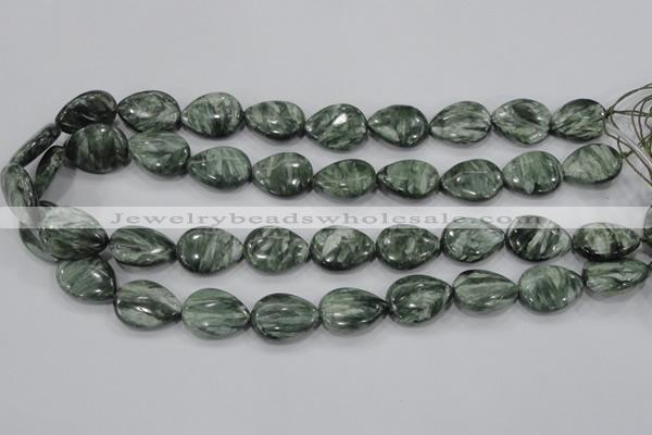 CSH51 15*20mm flat teardrop natural seraphinite gemstone beads