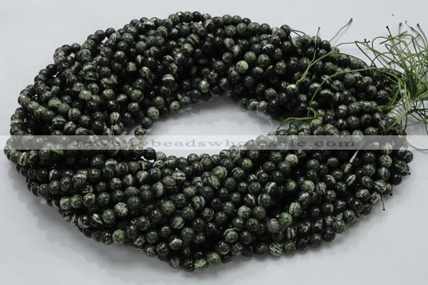 CSJ02 15.5 inches 6mm round green silver line jasper beads wholesale