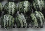 CSJ07 15.5 inches 16mm round green silver line jasper beads wholesale