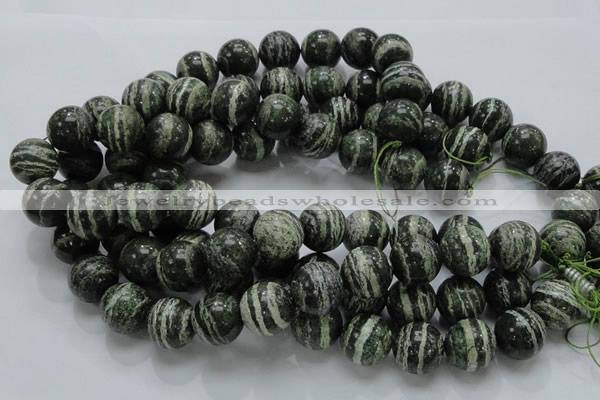 CSJ08 15.5 inches 18mm round green silver line jasper beads wholesale