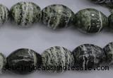 CSJ101 15.5 inches 12*16mm rice green silver line jasper beads