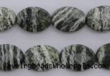 CSJ112 15.5 inches 13*18mm faceted oval green silver line jasper beads