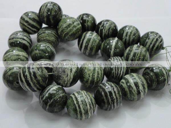 CSJ12 15.5 inches 30mm round green silver line jasper beads wholesale