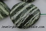 CSJ128 15.5 inches 30*38mm faceted freeform green silver line jasper beads