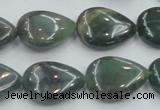 CSJ203 15.5 inches 15*20mm flat teardrop serpentine jade gemstone beads