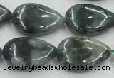 CSJ204 15.5 inches 18*25mm flat teardrop serpentine jade gemstone beads