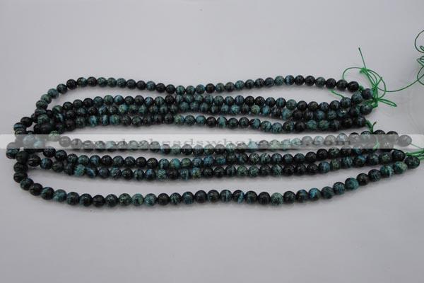 CSJ210 15.5 inches 6mm round dyed green silver line jasper beads