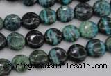 CSJ214 15.5 inches 10mm flat round dyed green silver line jasper beads