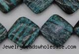 CSJ255 15.5 inches 20*20mm diamond dyed green silver line jasper beads