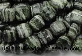 CSJ26 15.5 inches 10*10mm square green silver line jasper beads