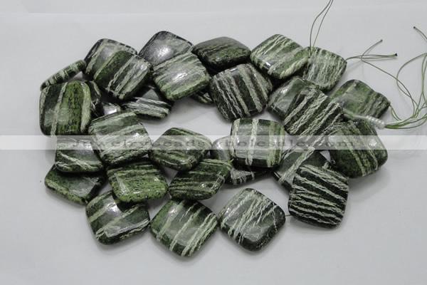 CSJ33 15.5 inches 30*30mm diamond green silver line jasper beads